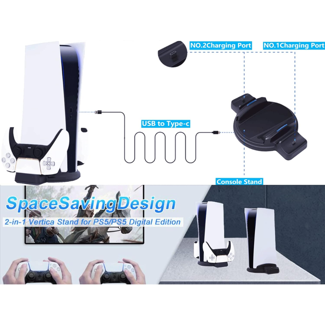BASE DE CARGA DUAL PARA CONTROLES Y SOPORTE DE CONSOLA PARA PS5 SND-465
