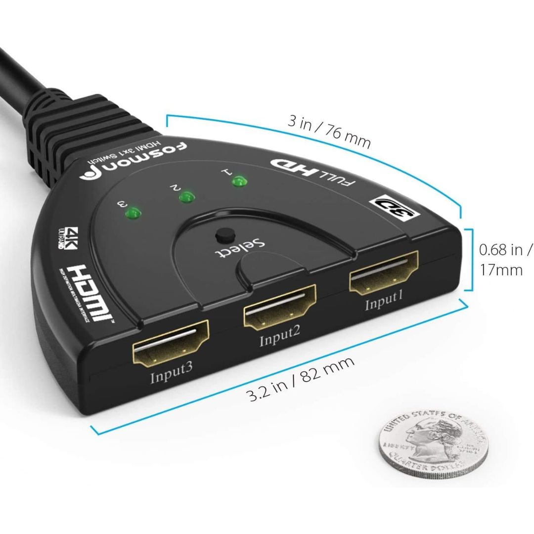 DIVISOR CONMUTADOR COMPATIBLE CON HDMI 4K 3 X 1 HD4K-SW
