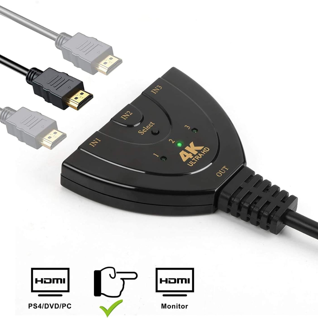 DIVISOR CONMUTADOR COMPATIBLE CON HDMI 4K 3 X 1 HD4K-SW