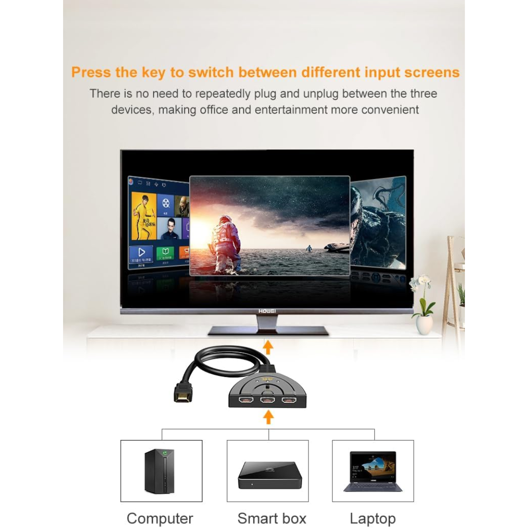 DIVISOR CONMUTADOR COMPATIBLE CON HDMI 4K 3 X 1 HD4K-SW