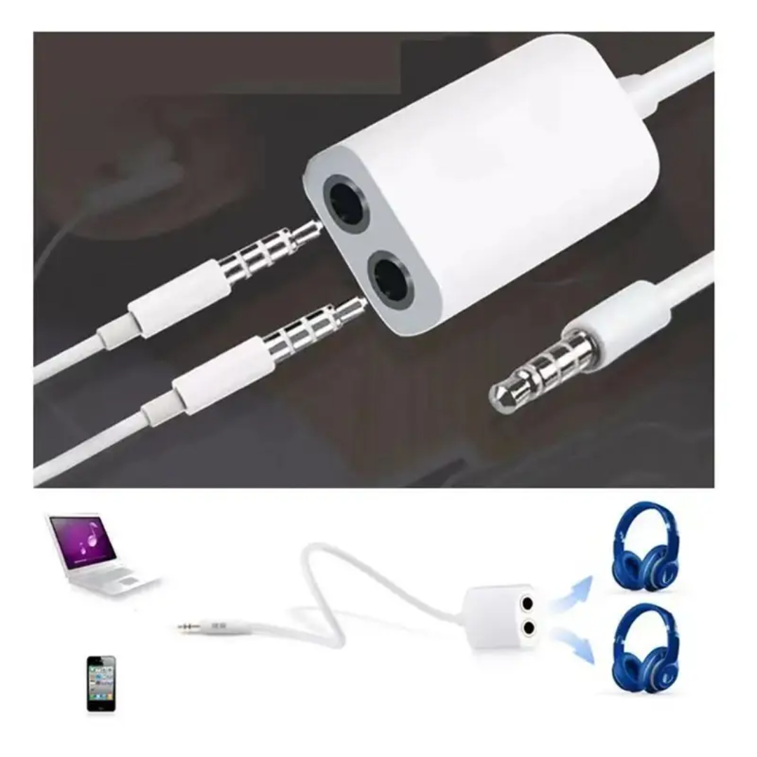 ADAPTADOR DE CABLE DIVISOR DE AURICULARES 3.5MM AUX. A 2 PUERTOS DE AURICULARES DE 3.5MM AUX. DSY-12