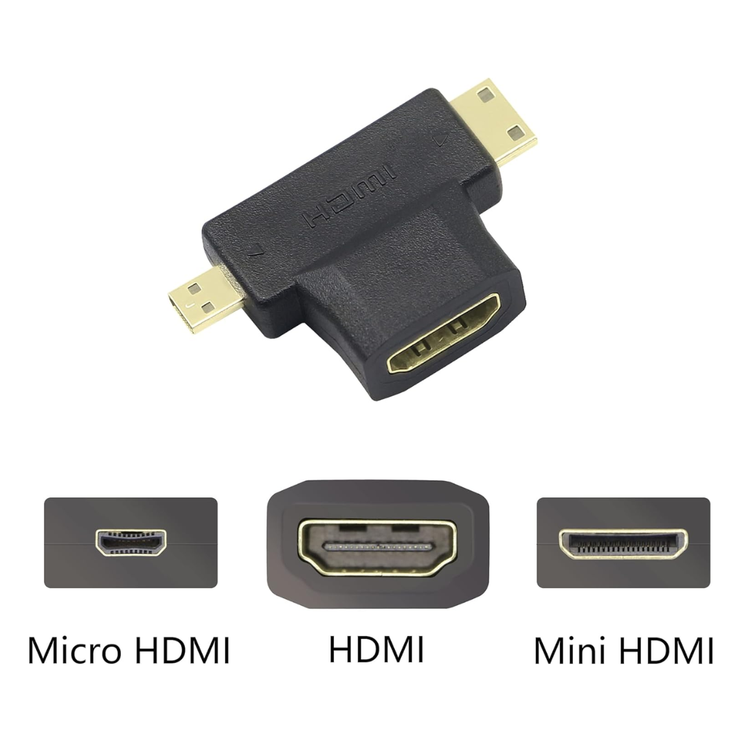 ADAPTADOR 3 EN 1 MINI HDMI A MICRO HDMI A HDMI MHX2