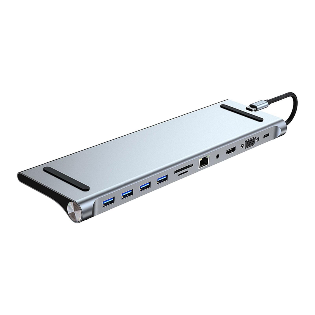 ADAPTADOR 10 EN 1 HDMI4K/ USB 3.0 (1)/ USB 2.0 (3) / RJ45/ VGA/ PD/ AV/ SD/ TF BYL-2003