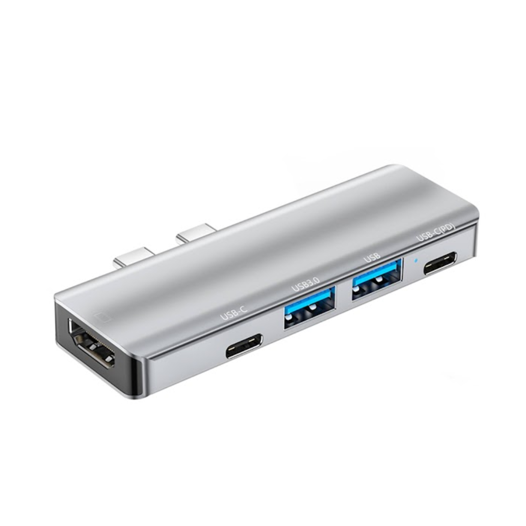 ADAPTADOR 5 EN 1 HDMI 4K/ USB 3.0 (1)/ USB 2.0 (1)/ TIPO-C (2) 87W YG-2102