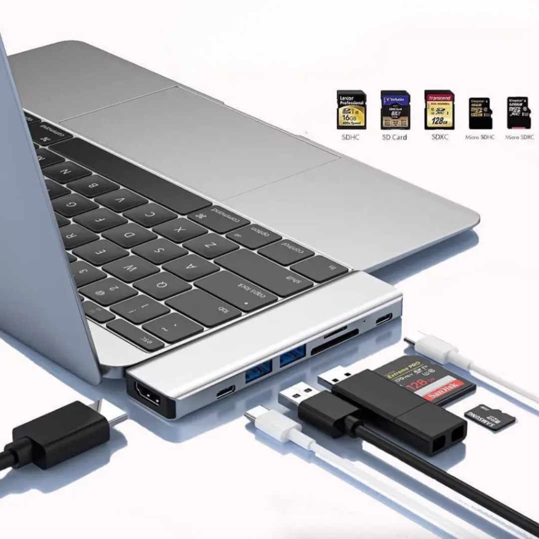 ADAPTADOR 5 EN 1 HDMI 4K/ USB 3.0 (1)/ USB 2.0 (1)/ TIPO-C (2) 87W YG-2102