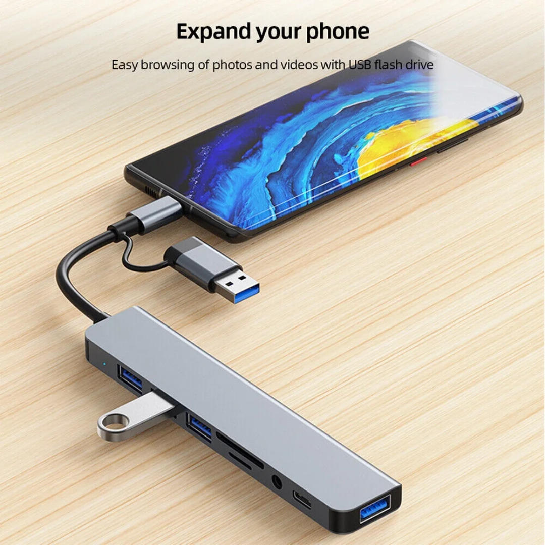 ADAPTADOR 5 EN 1 USB 3.0 (1)/ USB 2.0 (3)/ SD/ TF BYL-2103TU