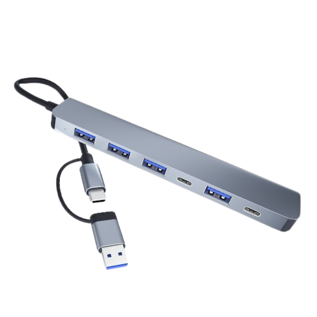 ADAPTADOR 7 EN 1 USB 3.0 (1)/ USB 2.0 (4)/ USB TIPO-C (2) BYL-2217TU