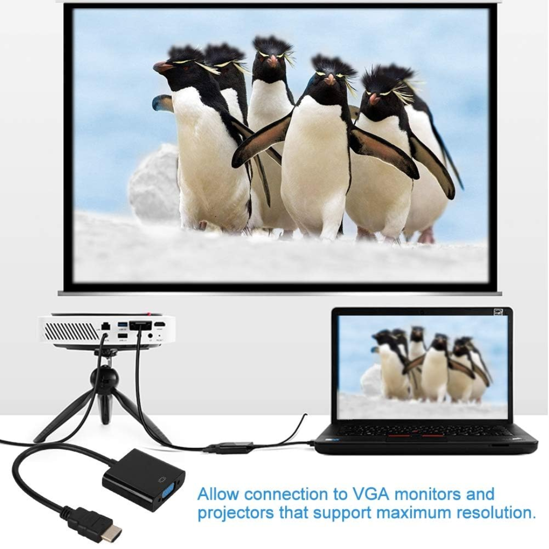 ADAPTADOR HDMI A VGA CON CABLE DE AUDIO DE 3.5 MM HV350