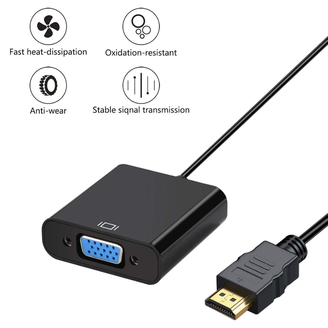ADAPTADOR HDMI A VGA CON CABLE DE AUDIO DE 3.5 MM HV350