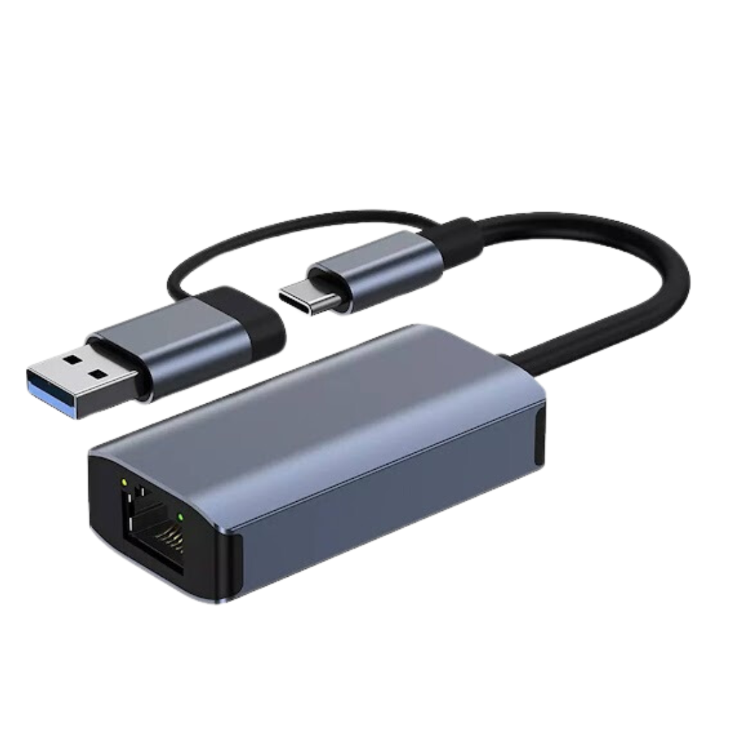 ADAPTADOR 2 EN 1 USB 3.0+USB TIPO-C A RJ45 (1000M) BYL-2207