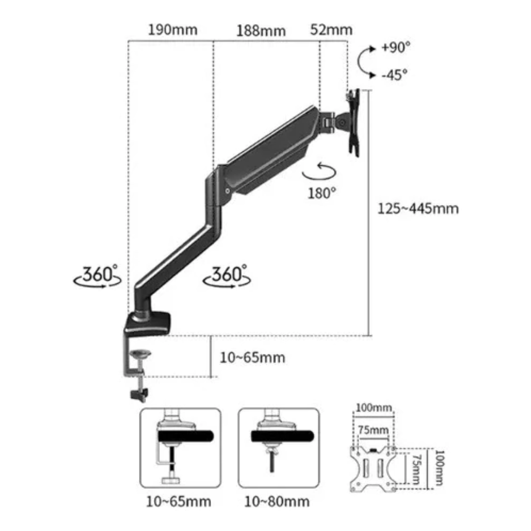 SOPORTE DE MONITOR DE BRAZO INDIVIDUAL M1B
