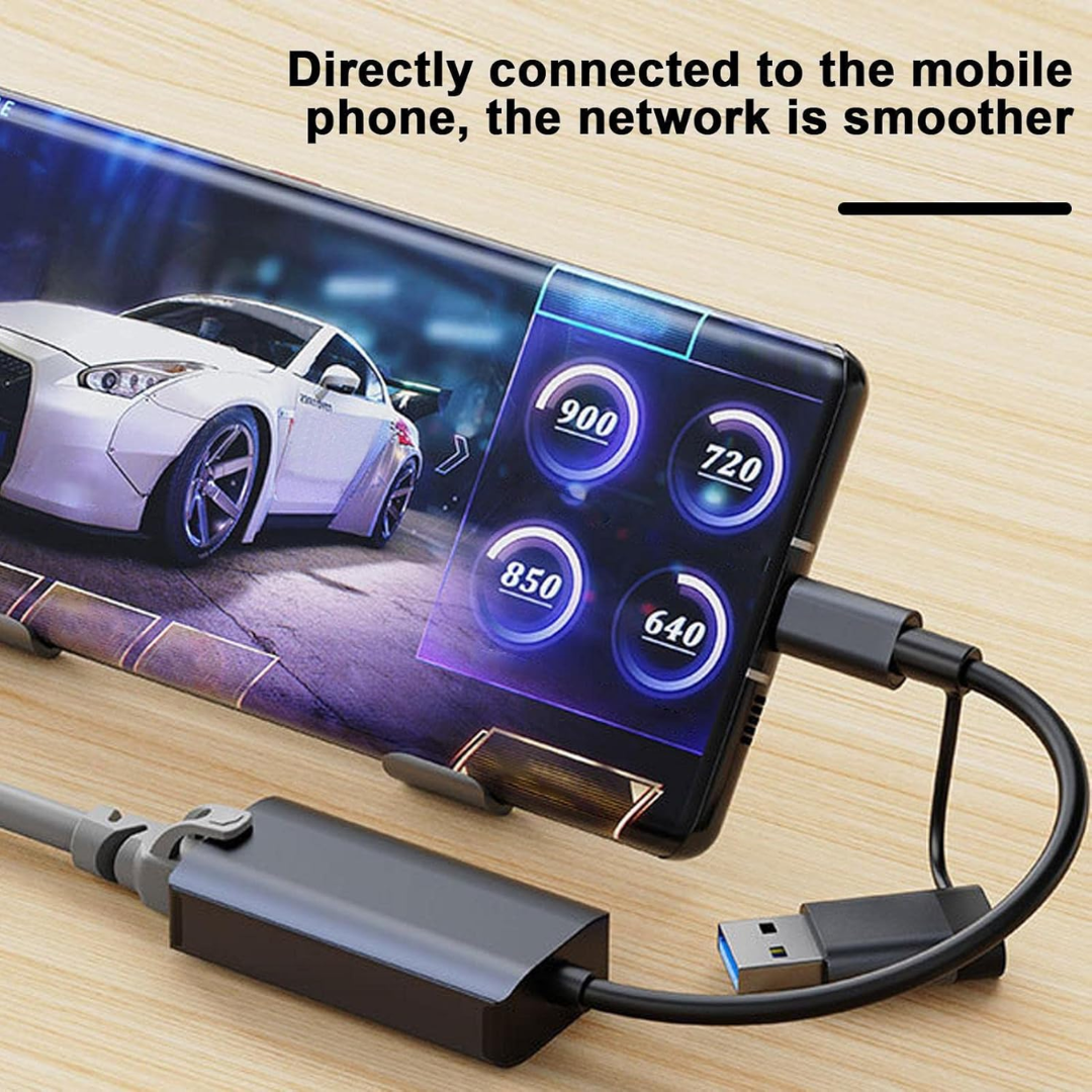ADAPTADOR 2 EN 1 USB 3.0+USB TIPO-C A RJ45 (1000M) BYL-2207