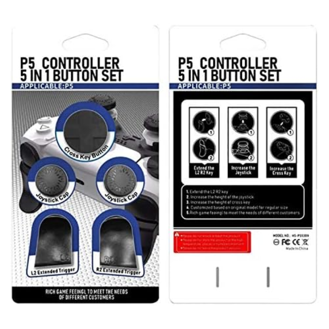 KIT DE 5 GOMAS DE TAPITAS PARA CONTROL PS5 HS-PS5309