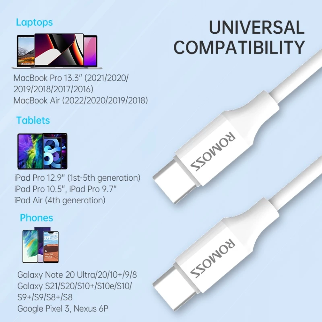 CABLE USB TIPO C A USB TIPO C DE 1M ROMOSS CB3211