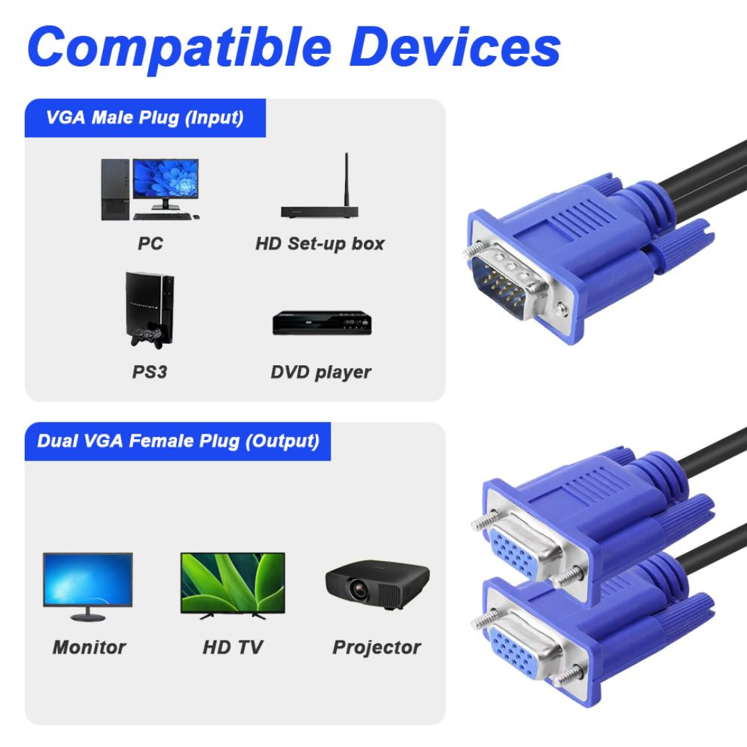 ADAPTADOR VA CON 2 SALIDAS VGA DSY-9503