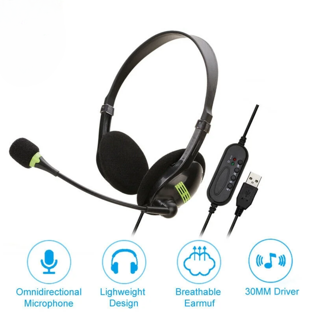 AUDÍFONOS CON MICRÓFONO Y CONEXIÓN USB SY440MV