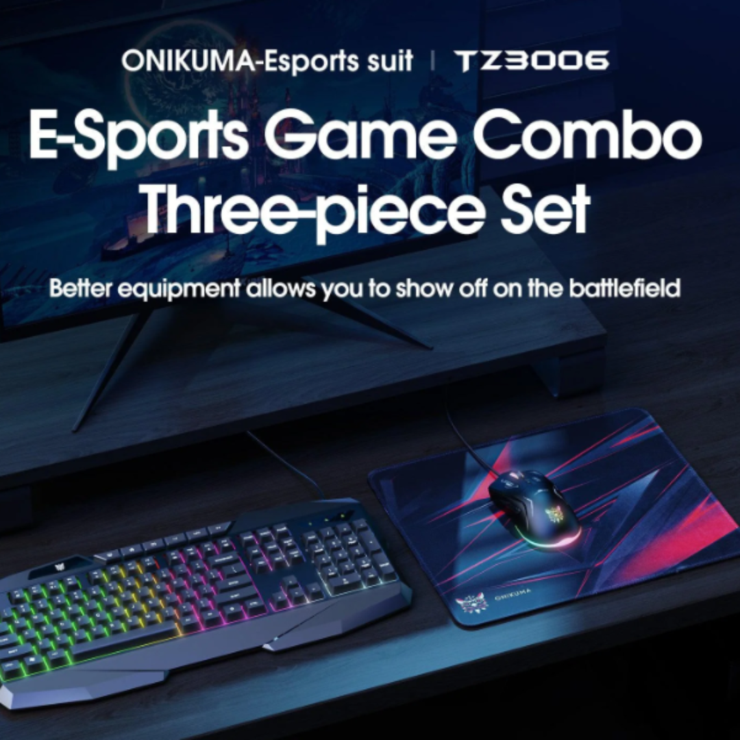 COMBO 3 EN 1 TECLADO, MOUSE Y MOUSE PAD PARA JUEGOS ONIKUMA TZ3006