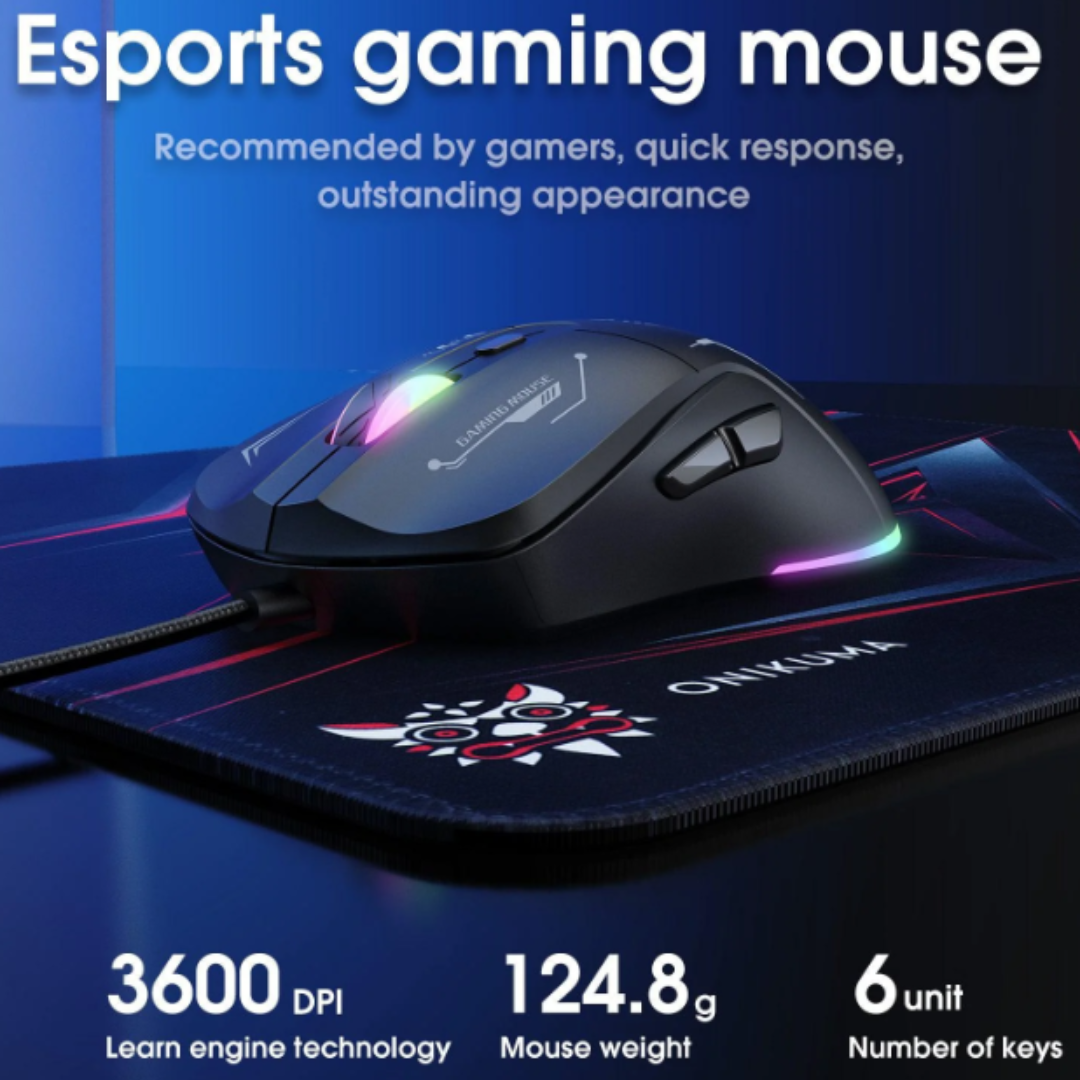 COMBO 3 EN 1 TECLADO, MOUSE Y MOUSE PAD PARA JUEGOS ONIKUMA TZ3006