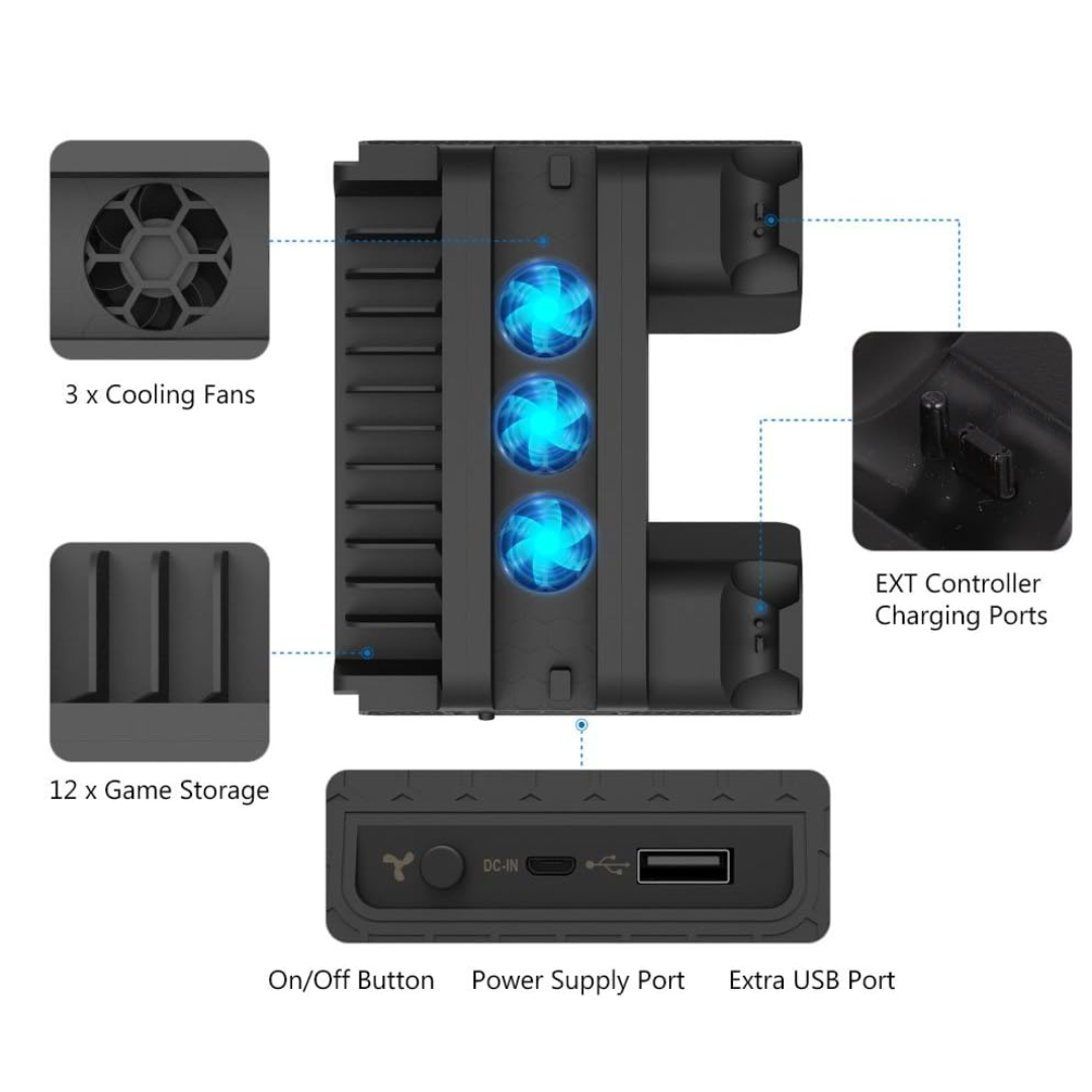 SOPORTE DE REFRIGERACIÓN MULTIFUNCIONAL PARA PS4 TP4-882