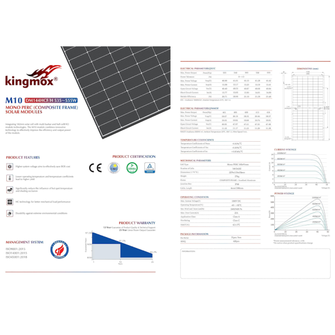 PANEL SOLAR MONO PERC DE 550W 144H-550