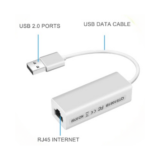 ADAPTADOR LAN USB 2.0 A RJ45 INTERNET USB 2.0 LAN