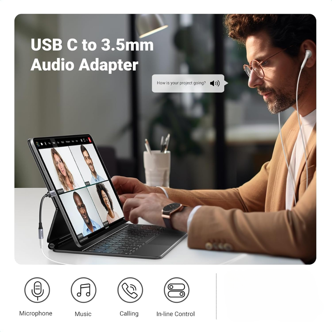 ADAPTADOR USB TIPO C A AURICULARES DE 3.5 MM JH-022