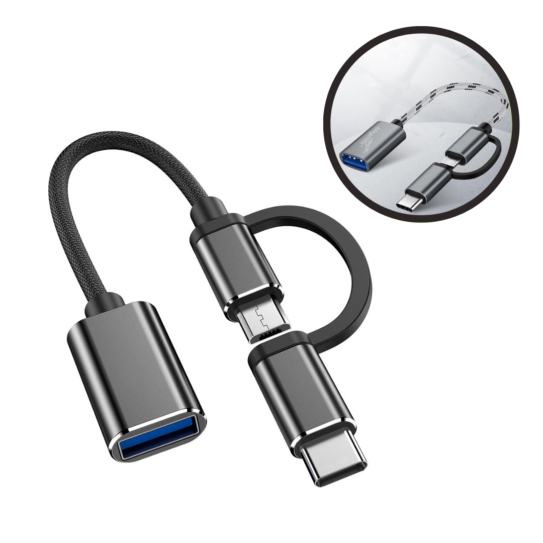 CABLE ADAPTADOR OTG 2 EN 1 USB MICRO Y TIPO-C A USB 2.0 DSY-OTG 9521