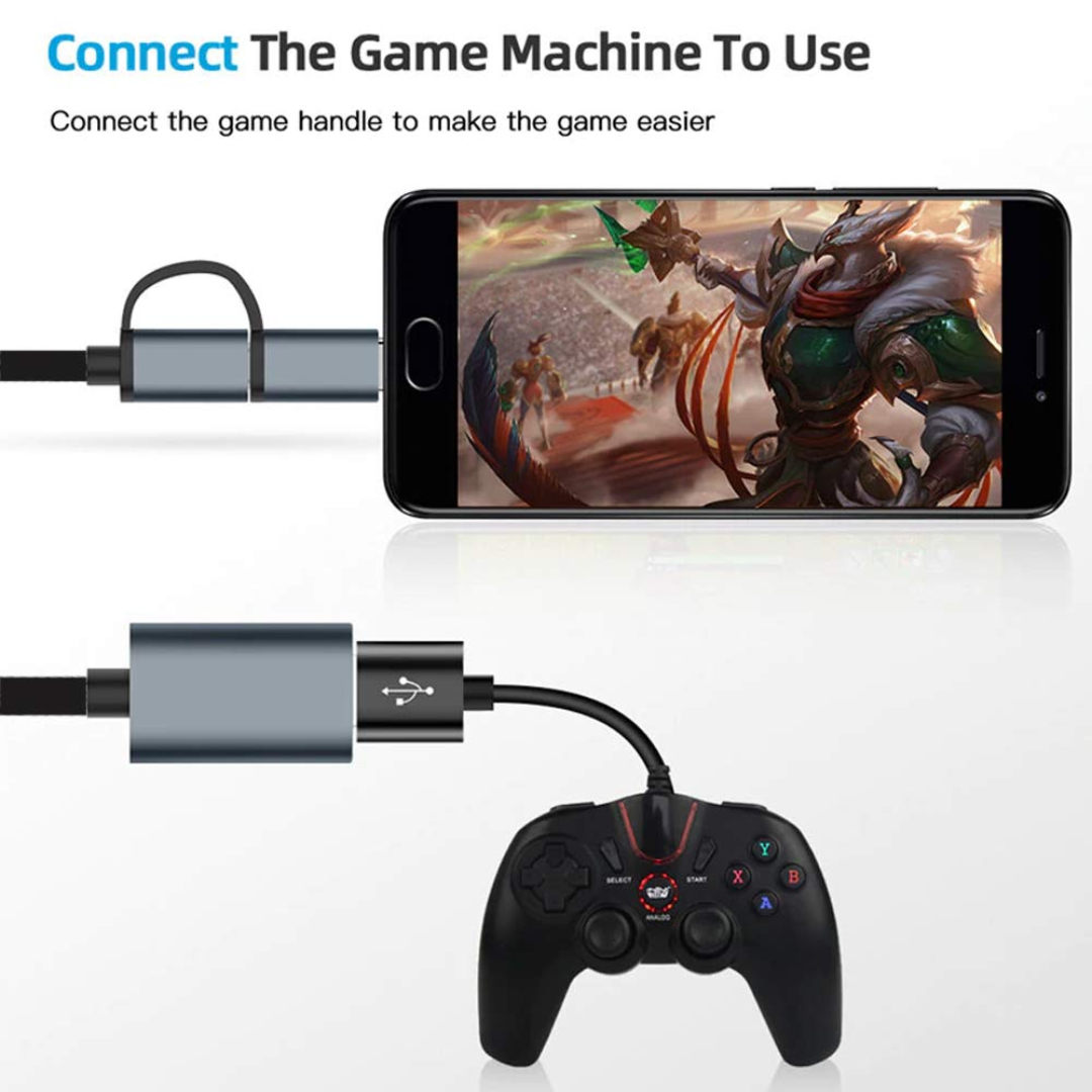 CABLE ADAPTADOR OTG 2 EN 1 USB MICRO Y TIPO-C A USB 2.0 DSY-OTG 9521