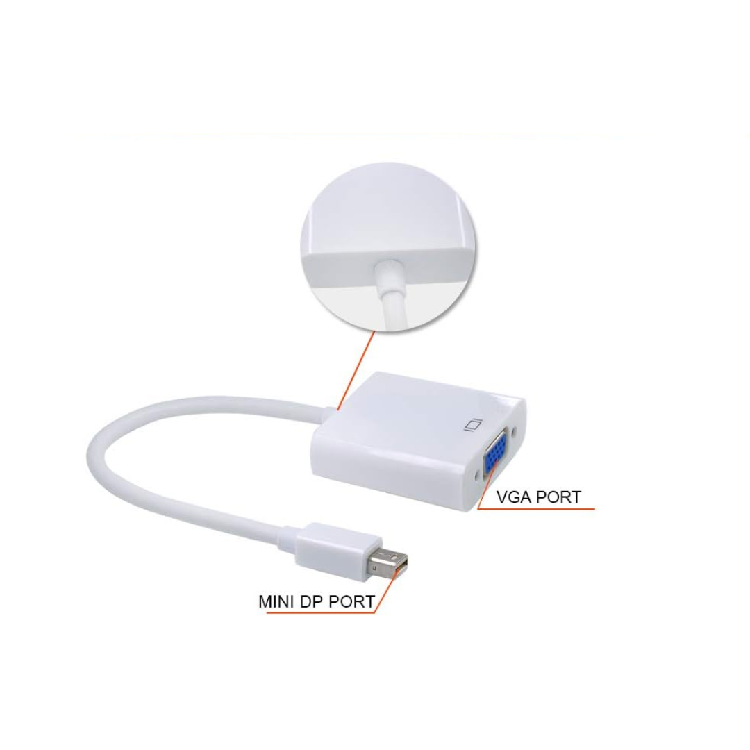 ADAPTADOR GENÉRICO MINI DP A VGA DE 3" PARA APPLE MACBOOK MDP-VGA