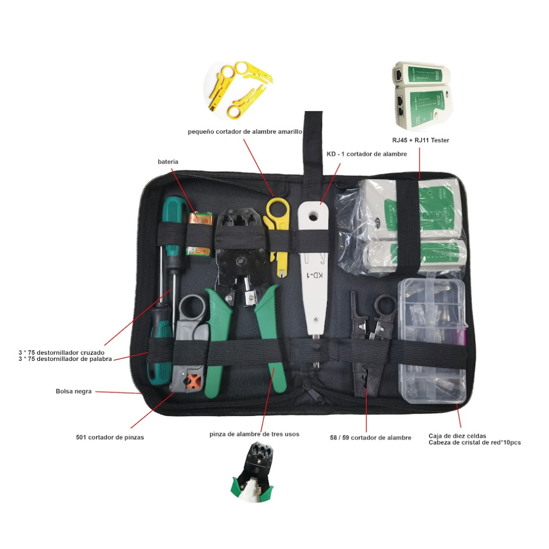 JUEGO DE 12 PIEZAS DE KIT DE PRUEBAS DE RED AR0812