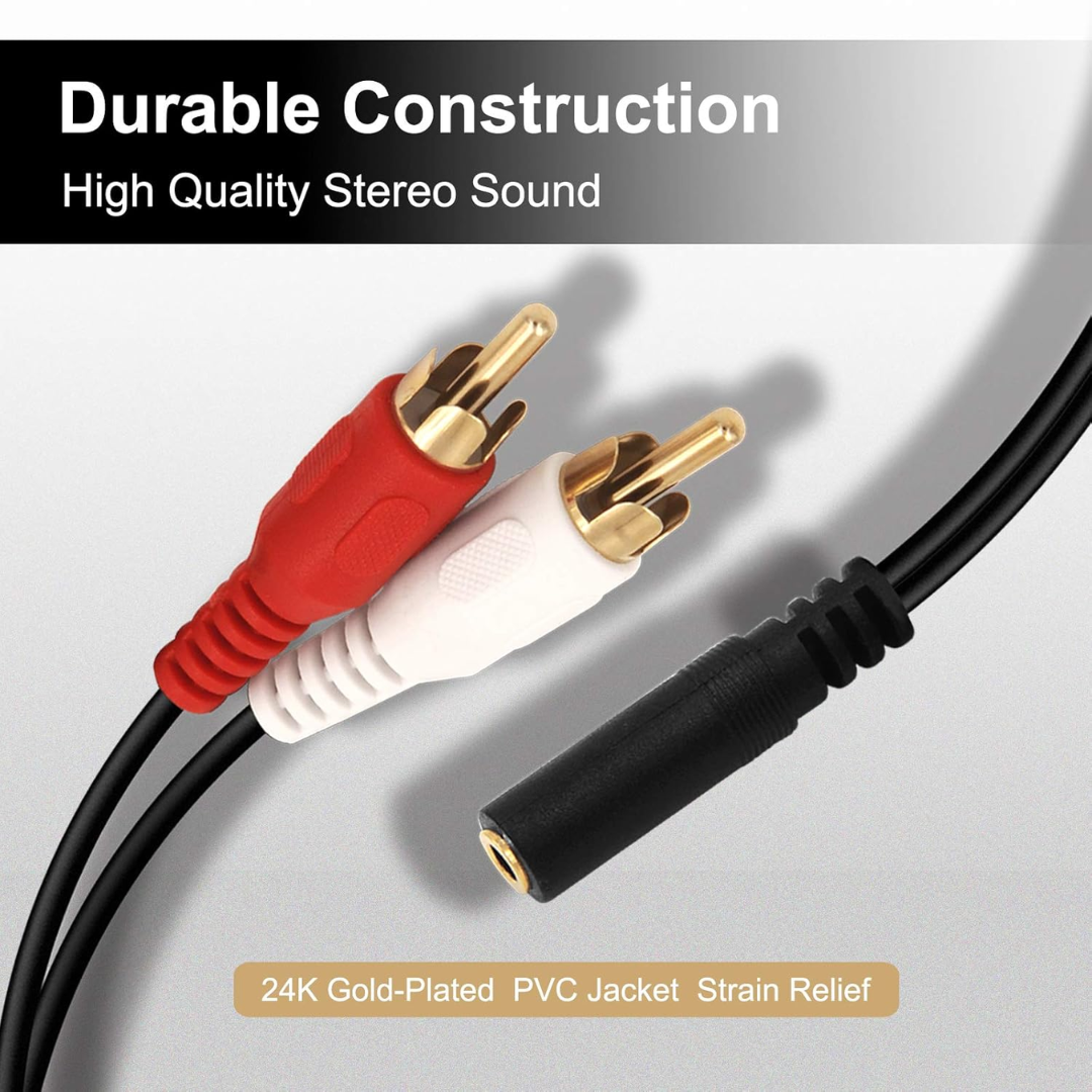 CONECTOR DE 3.5MM A CABLE 2RCA 3.5F2-M