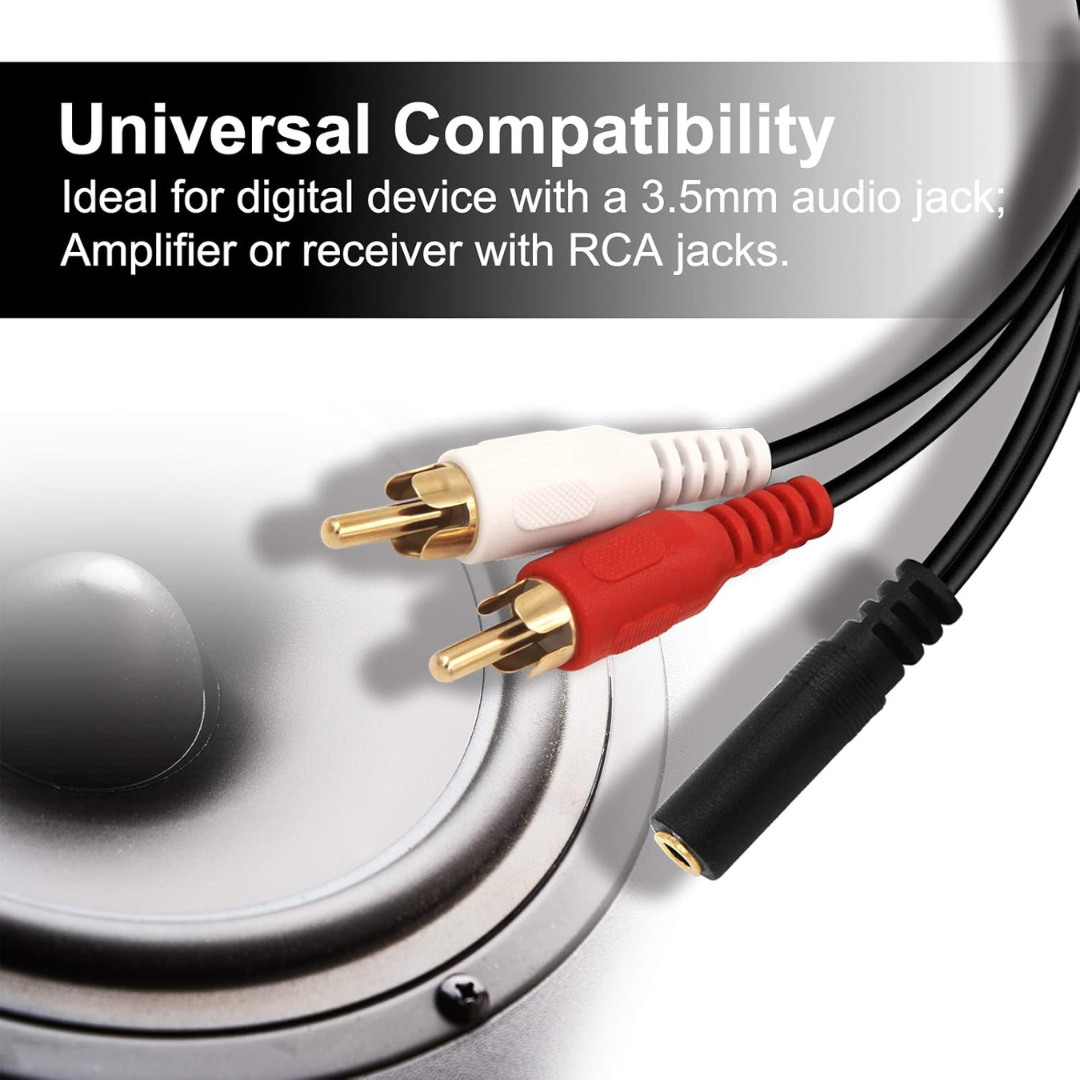 CONECTOR DE 3.5MM A CABLE 2RCA 3.5F2-M