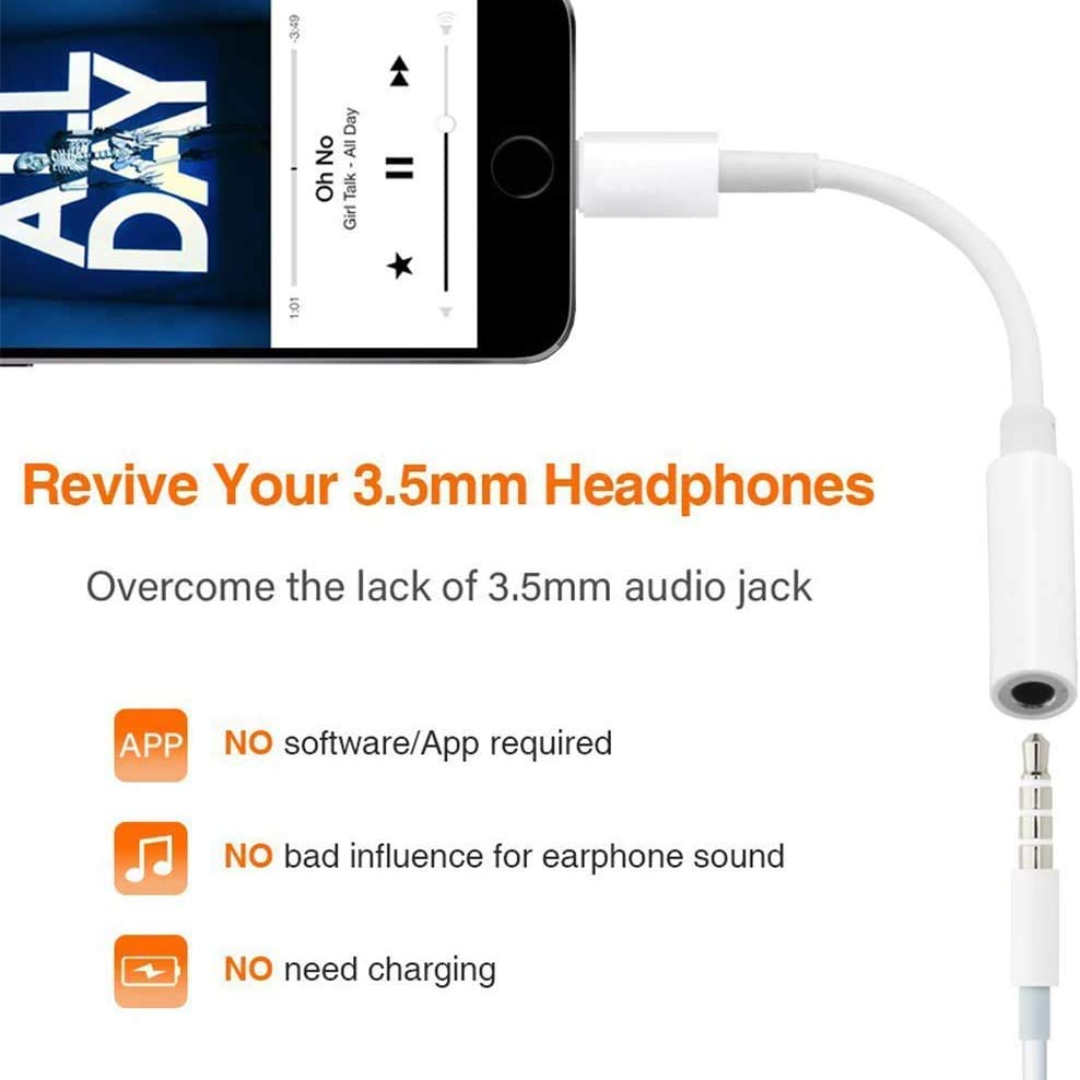 ADAPTADOR LIGHTNING A 3.5MM PARA CONECTAR AURICULARES JH-002