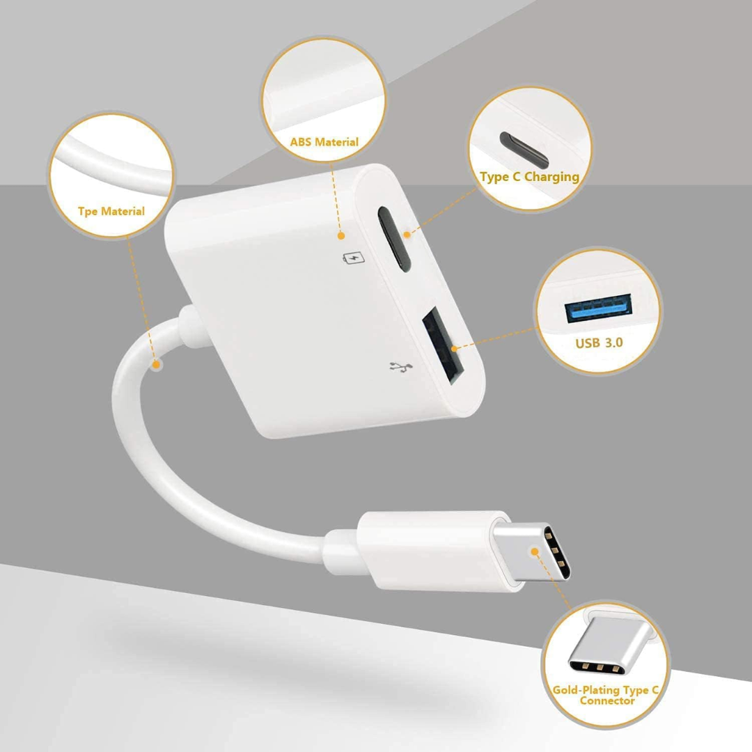 ADAPTADOR USB TIPO C A DOBLE USB TIPO C JH-032