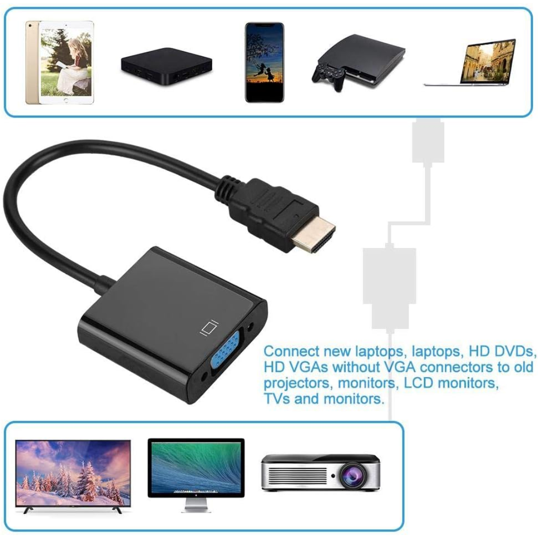 ADAPTADOR HDMI A VGA CON CABLE DE AUDIO DE 3.5 MM HV350