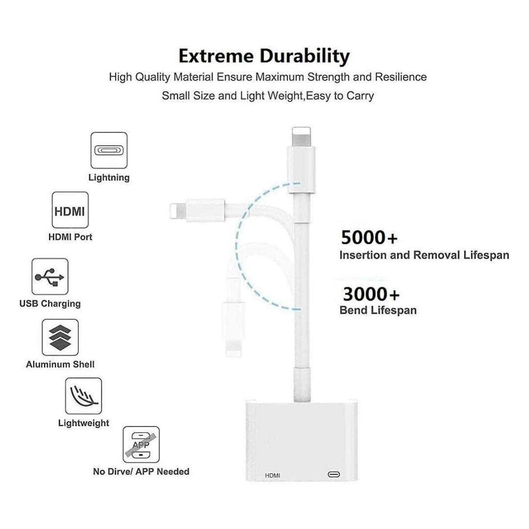 ADAPTADOR LIGHTNING A HDMI+PUERTO DE CARGA LIGHTNING PARA IPHONE/ IPAD L8-3SE