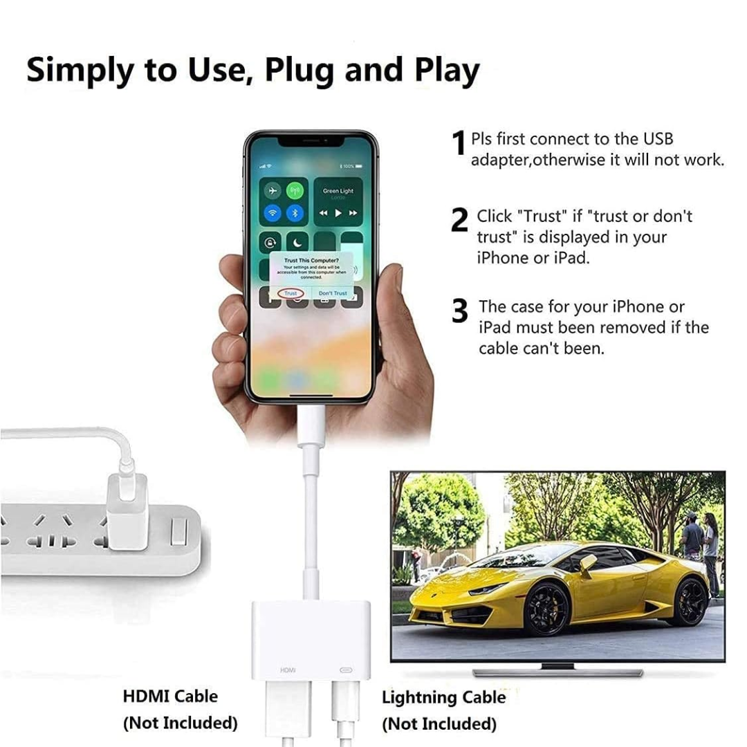 ADAPTADOR LIGHTNING A HDMI+PUERTO DE CARGA LIGHTNING PARA IPHONE/ IPAD L8-3SE