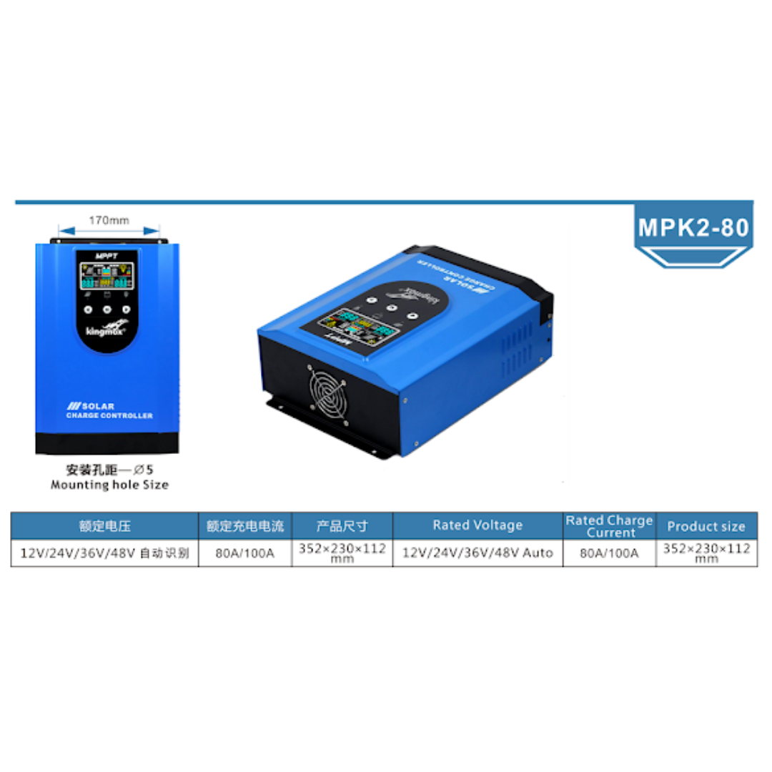 CONTROLADOR DE CARGA SOLAR MPPT 12V/24V/36V/48V AUTO DE 80A/ 100A - MPK2-80