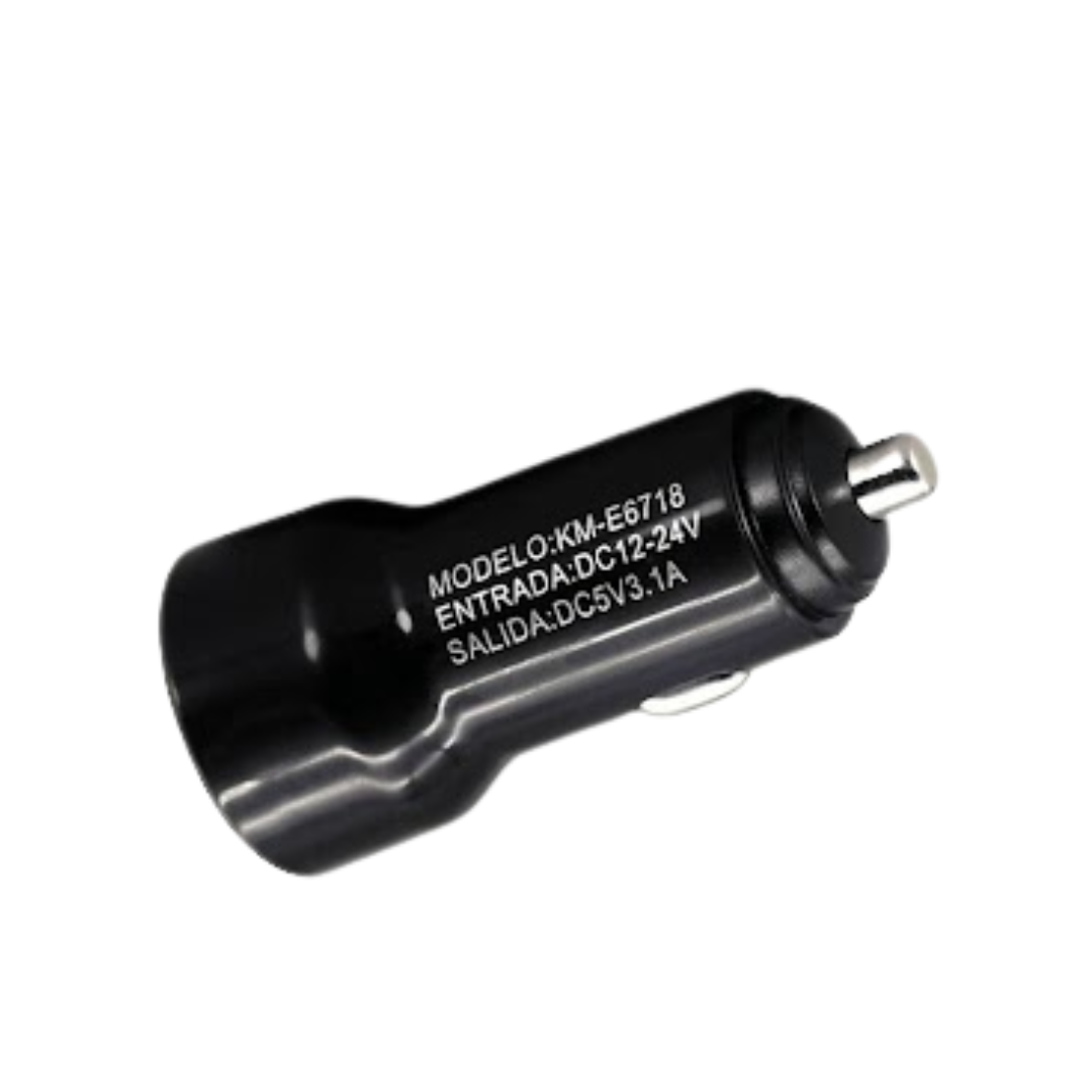 CARGADOR PARA AUTO DE 2 PUERTOS USB KM-E6718