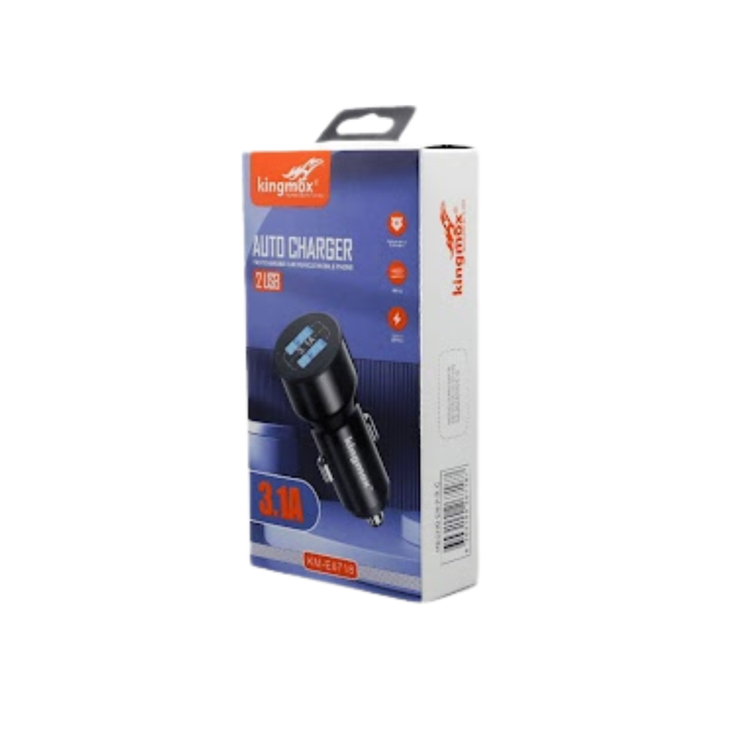CARGADOR PARA AUTO DE 2 PUERTOS USB KM-E6718