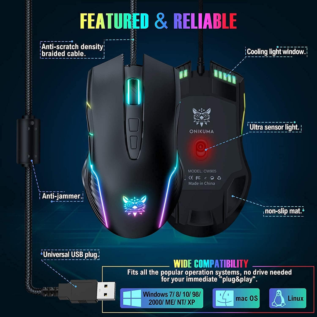 MOUSE PARA JUEGOS ONIKUMA CW905