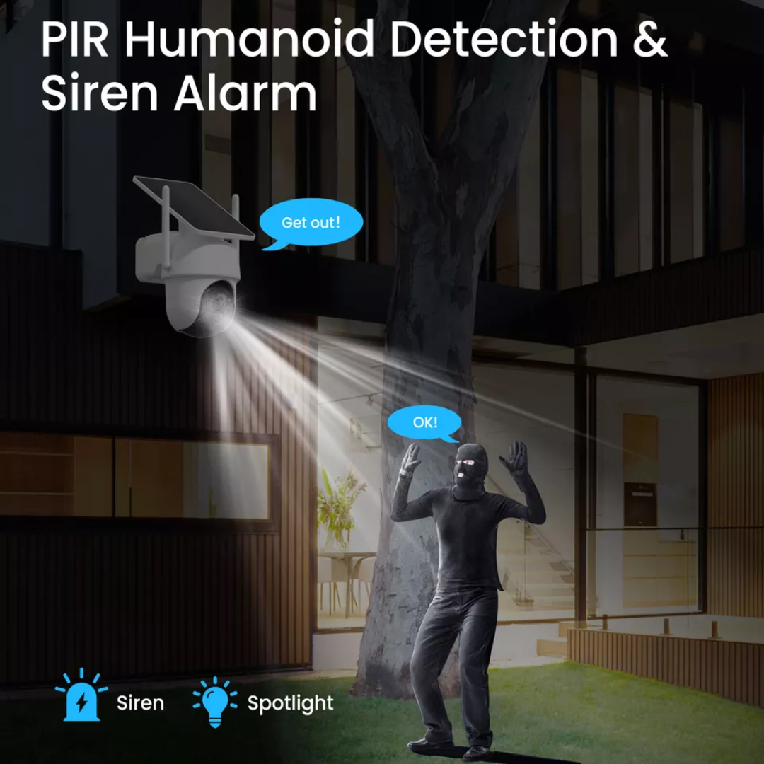 CÁMARA DE SEGURIDAD EXTERIOR SOLAR CON AI H9019-4G