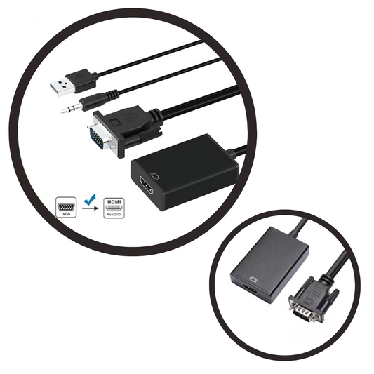 ADAPTADOR VGA A HDMI CON CONEXIÓN USB Y 3.5MM 5138