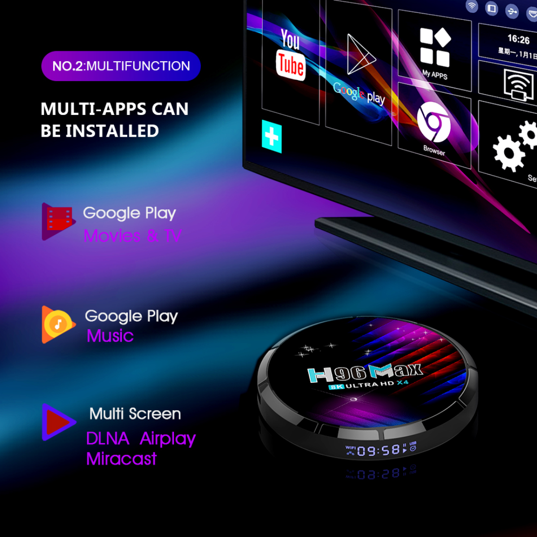 CAJA ANDROID TV BOX 8K H96MAX 2 + 16GB