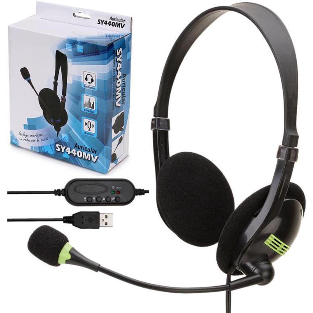 AUDÍFONOS CON MICRÓFONO Y CONEXIÓN USB SY440MV
