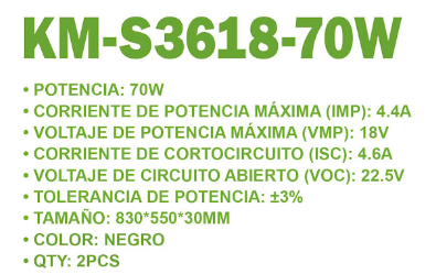MÓDULO SOLAR 70W